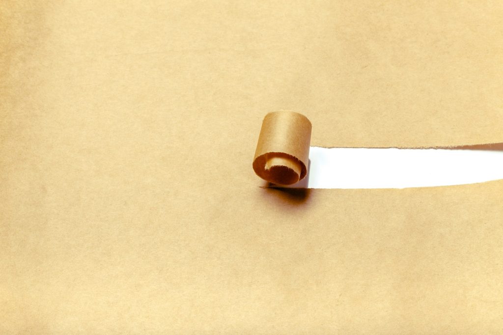 Brown package paper torn