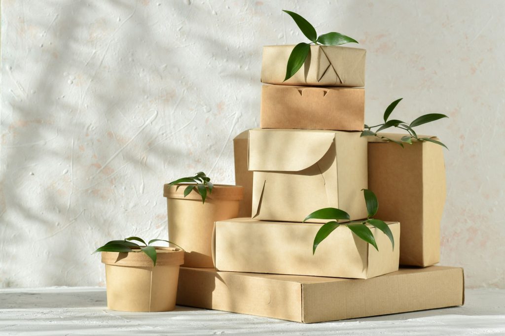 Various paper packages with natural light
